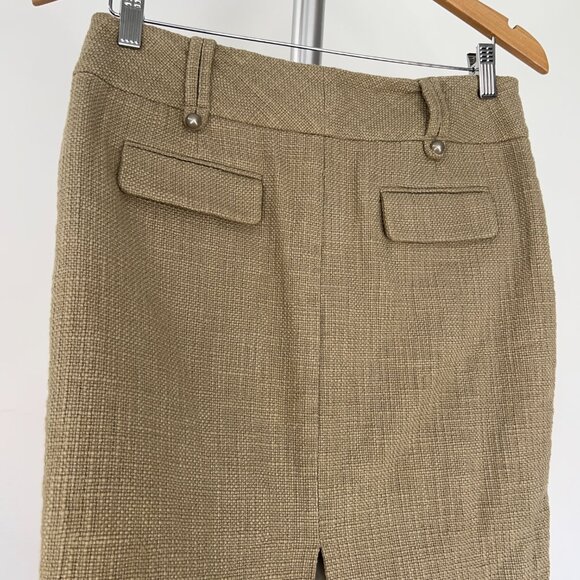 Sz‎ 4- Club Monaco Cotton Tweed Tan Lined  Metal Stud Embellishment Pencil Skirt - Picture 8 of 15